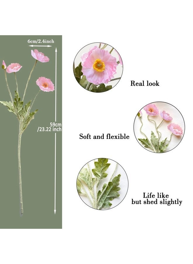 ShebSheb Artificial Flowers 3 PCS Poppy Silk Bouquet,for Wedding, Home, Party Decoration,Table Centerpiece Arrangement - Image 2